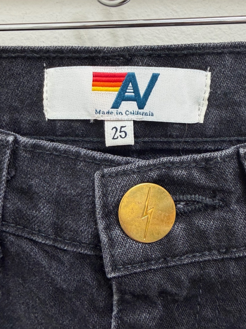 Aviator Nation Gypsy Hi Rise Wide Leg Jean Distressed Denim in Vintage Black 25 - Picture 10 of 11